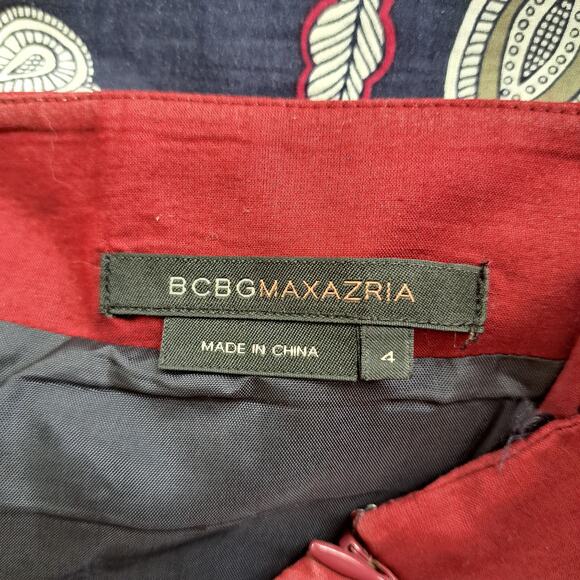 BCBGMaxAzria Halter A-line Dress Size 4 Boho Floral Patchwork Burgundy Navy - Picture 7 of 9